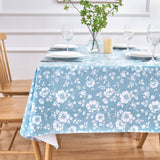 Dehaus Floral Bloom Wipe Clean PVC Table Cloth - Duck Egg Blue