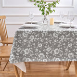 Dehaus Floral Bloom Wipe Clean PVC Table Cloth - Grey