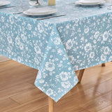 Dehaus Floral Bloom Wipe Clean PVC Table Cloth - Duck Egg Blue