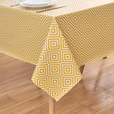 Dehaus Geo Diamond Wipe Clean PVC Table Cloth - Ochre Yellow