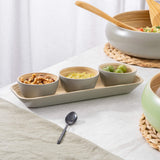 Dehaus Small Bamboo Dipping Bowls and Tray Set – Grey