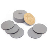 Dehaus Grey Reversible Spun Bamboo Wooden Coasters with Holder (Set of 6)