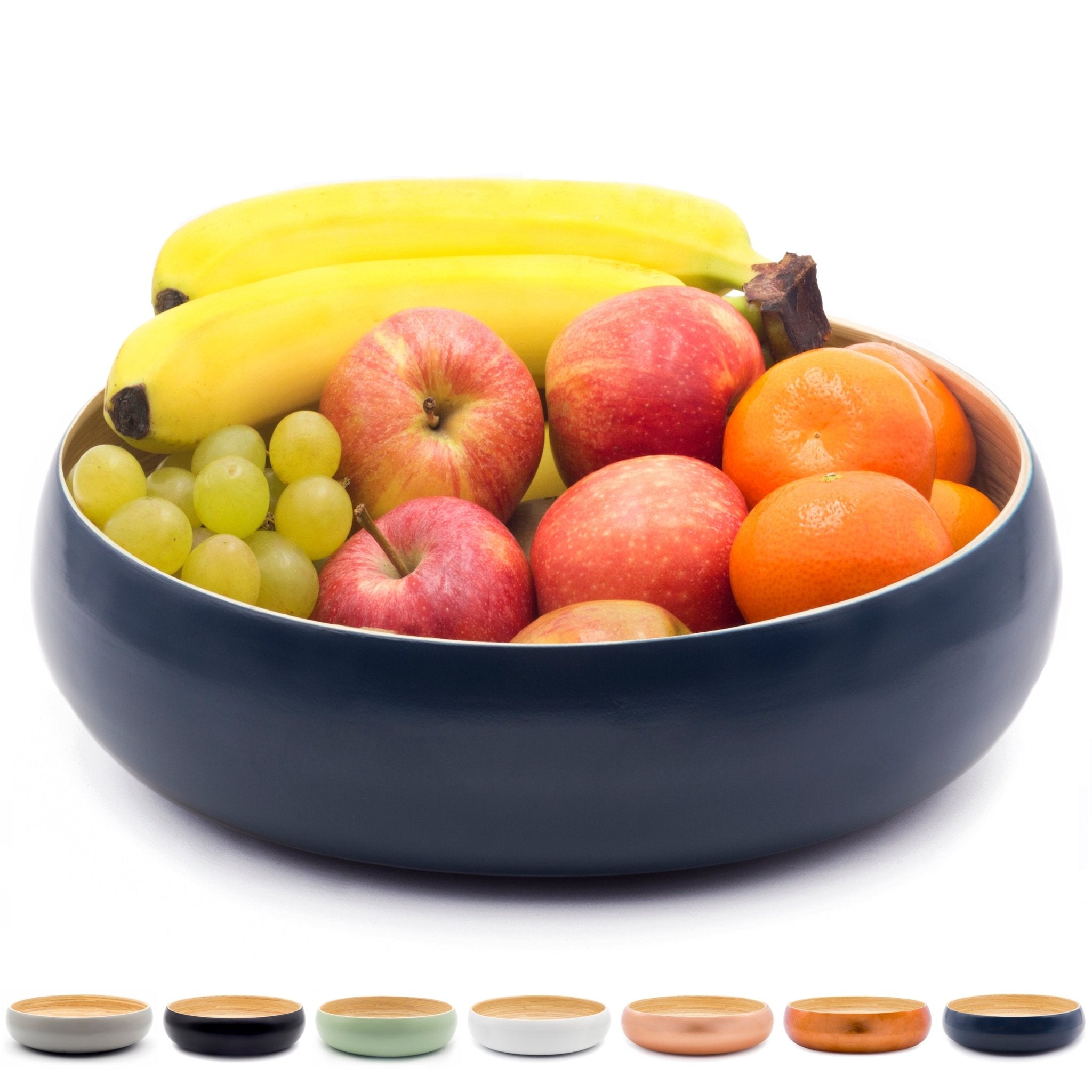 Dehaus Large Round Spun Bamboo Bowl, 30cm x 8cm – Navy Blue - Dehaus.com