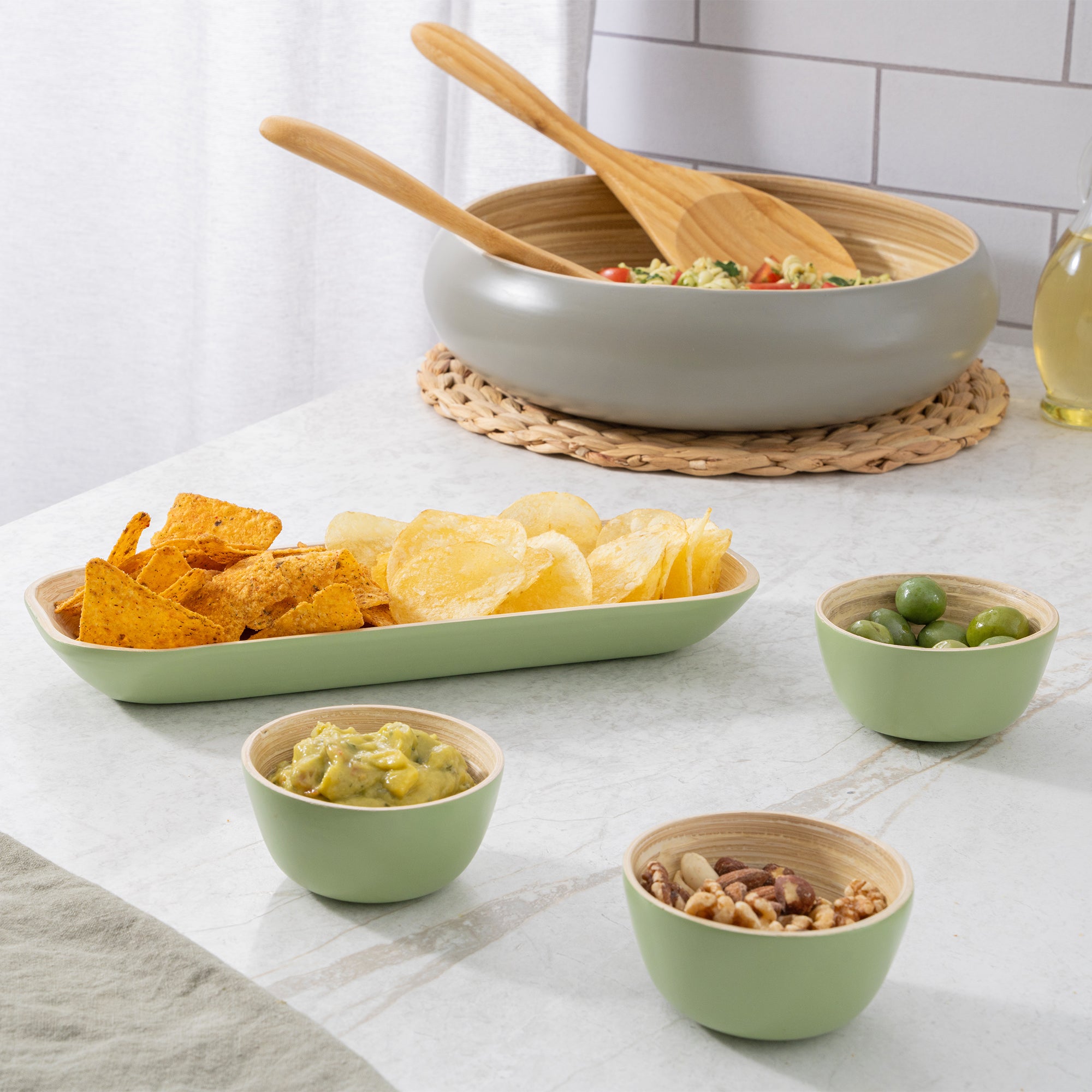 Dehaus Small Bamboo Dipping Bowls & Tray Set, 9cm x 4.5cm - Grey Dipping Bowls Dehaus Ltd.