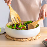 Dehaus Large Round Eco-Friendly Spun Bamboo Bowl, 30cm x 8cm – White