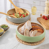 Dehaus Large Round Eco-Friendly Spun Bamboo Bowl, 30cm x 8cm - Sage Green Fruit Bowl Dehaus Ltd.