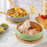 Dehaus Large Round Eco-Friendly Spun Bamboo Bowl, 30cm x 8cm – White