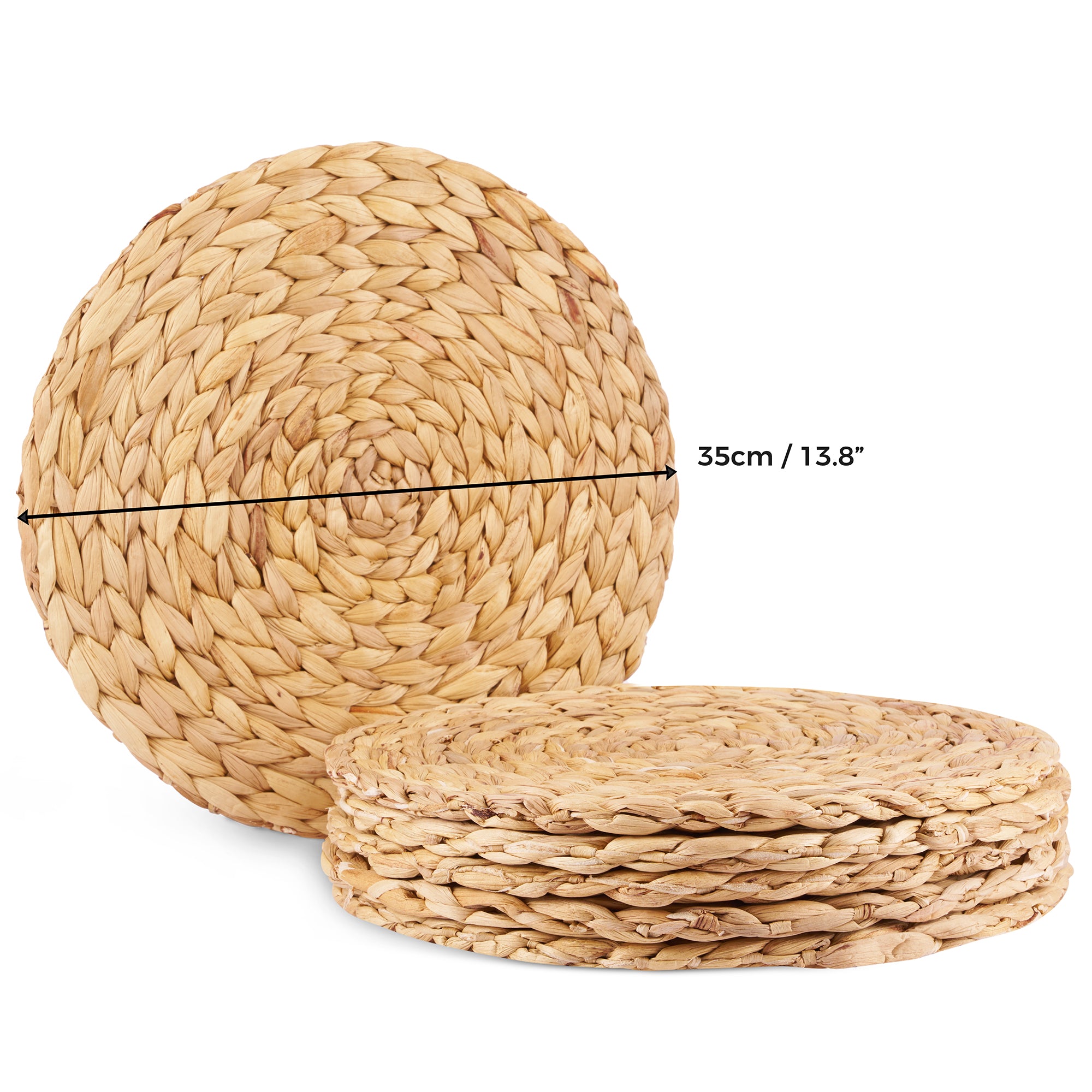 Dehaus Set of 6 Handmade Eco-Friendly Round Water Hyacinth Woven Placemats Placemats Dehaus Ltd