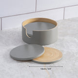 Dehaus Set of 6 Stylish Grey Spun Bamboo Coasters with Holder, Handmade Round Wooden Coaster Set (Grey/Natural) Coasters Dehaus Ltd.