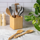 Dehaus Stylish Premium Bamboo Utensil Holder, 16.5cm x 14cm x 14cm Utensil Holder Dehaus Ltd.