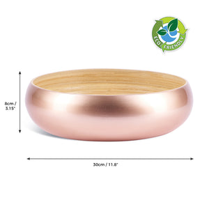 Dehaus Large Round Eco-Friendly Spun Bamboo Bowl, 30cm x 8cm – Rose Gold