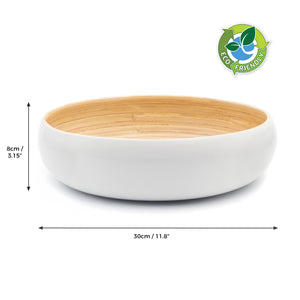 Dehaus Large Round Eco-Friendly Spun Bamboo Bowl, 30cm x 8cm – White