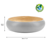 Dehaus Large Round Eco-Friendly Spun Bamboo Bowl, 30cm x 8cm – Grey