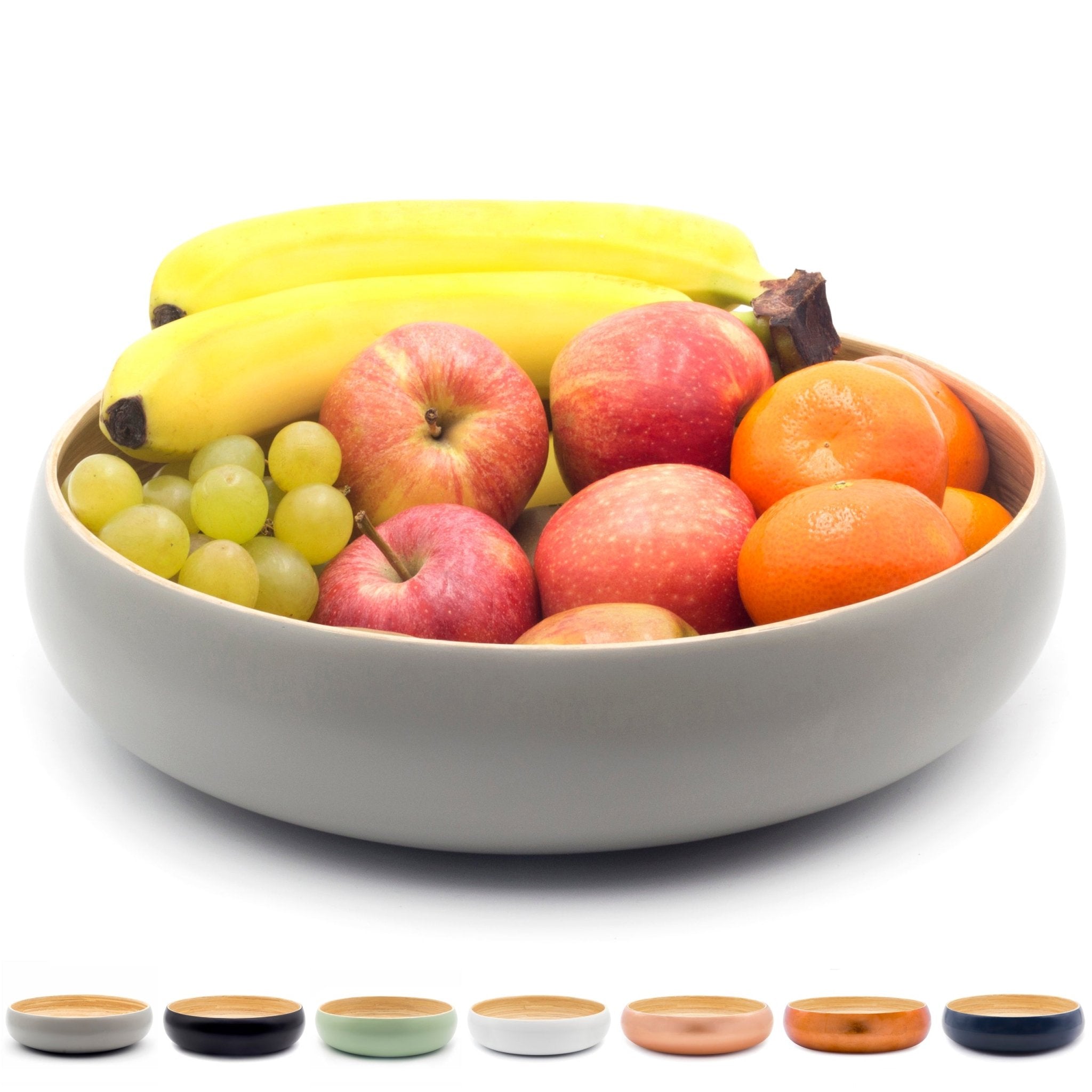 Dehaus Large Round Spun Bamboo Bowl, 30cm x 8cm – Grey - Dehaus.com