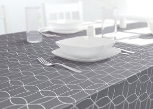 Dehaus Geo Flow Wipe Clean PVC Table Cloth - Grey