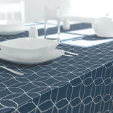 Dehaus Geo Flow Wipe Clean PVC Table Cloth - Navy Blue PVC Tablecloth Dehaus Ltd
