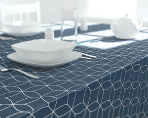 Dehaus Geo Flow Wipe Clean PVC Table Cloth - Navy Blue
