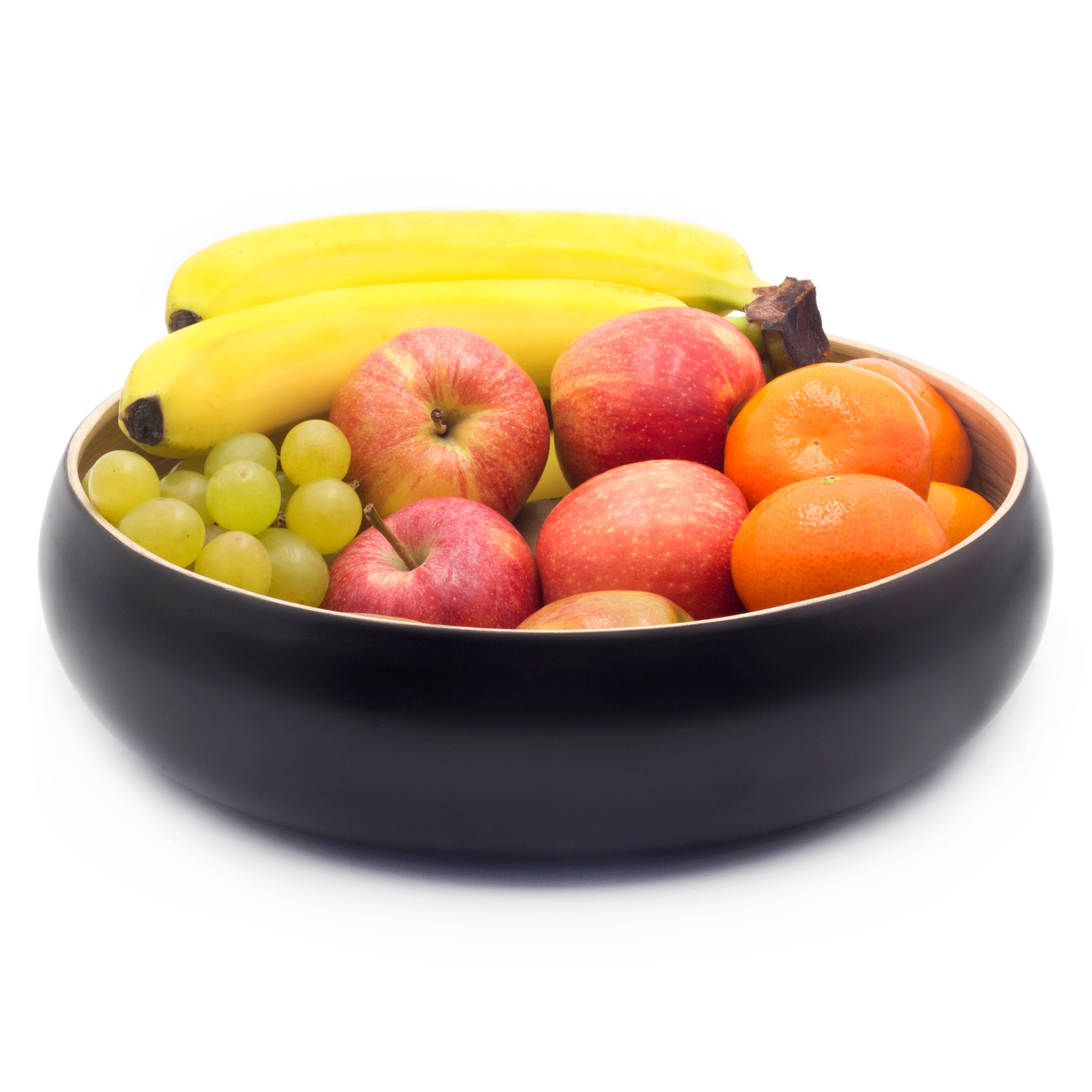 Dehaus Large Round Eco-Friendly Spun Bamboo Bowl, 30cm x 8cm - Black Fruit Bowl Dehaus Ltd