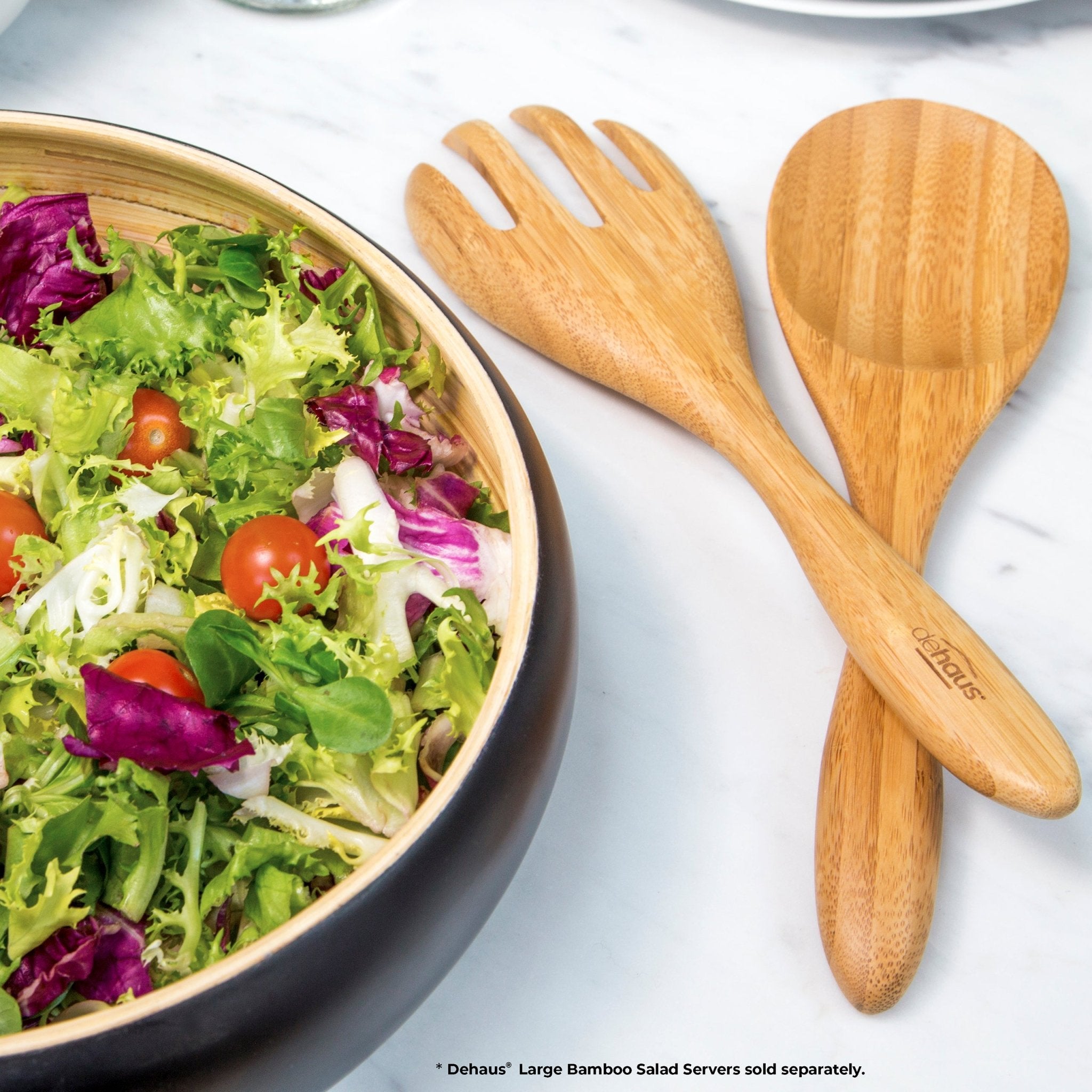 Dehaus Large Round Spun Bamboo Bowl, 30cm x 8cm – Black - Dehaus.com