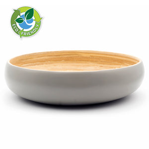 Dehaus® Large Bamboo Wooden Fruit Bowl Salad Bowl Eco Friendly Grey