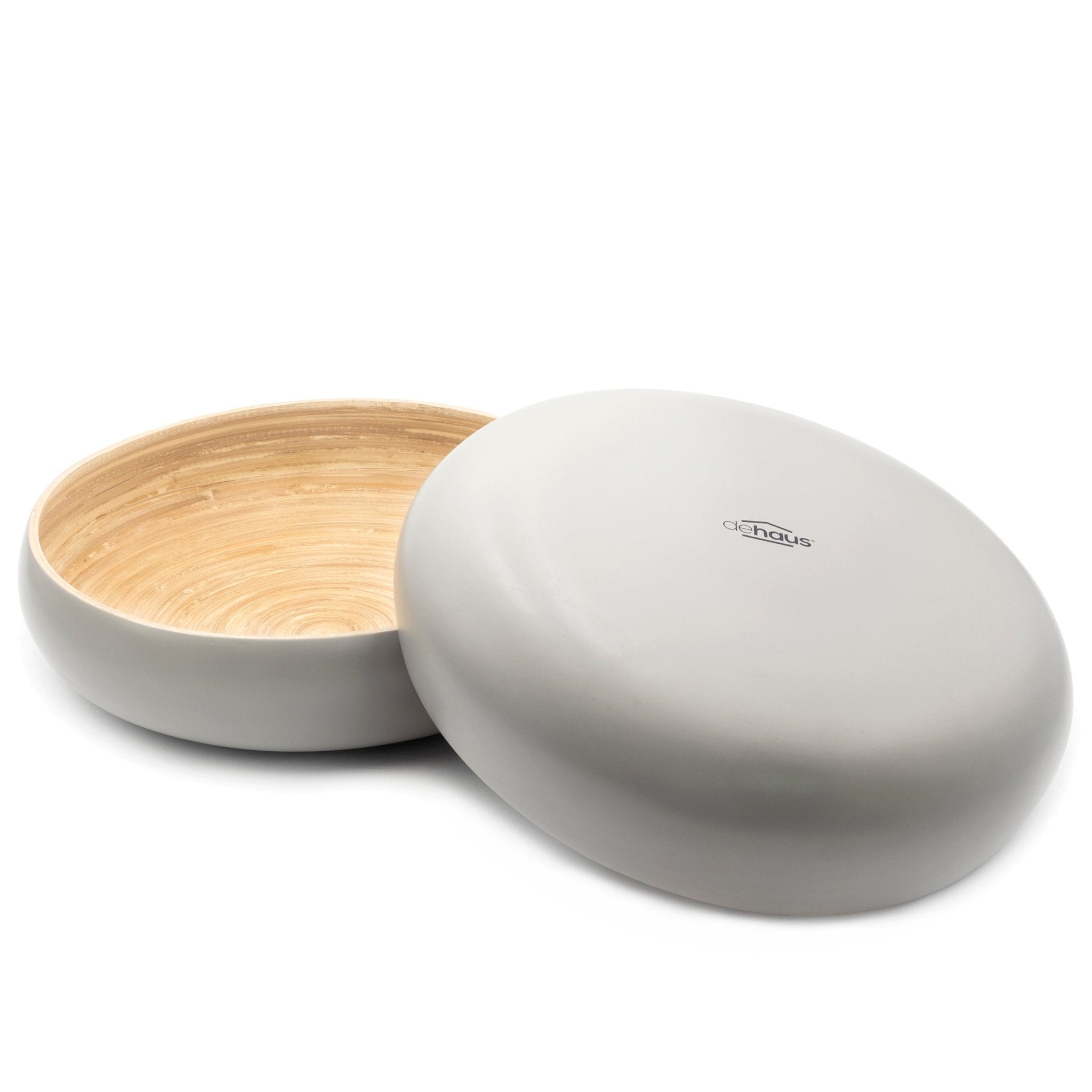 Dehaus Large Round Spun Bamboo Bowl, 30cm x 8cm – Grey - Dehaus.com