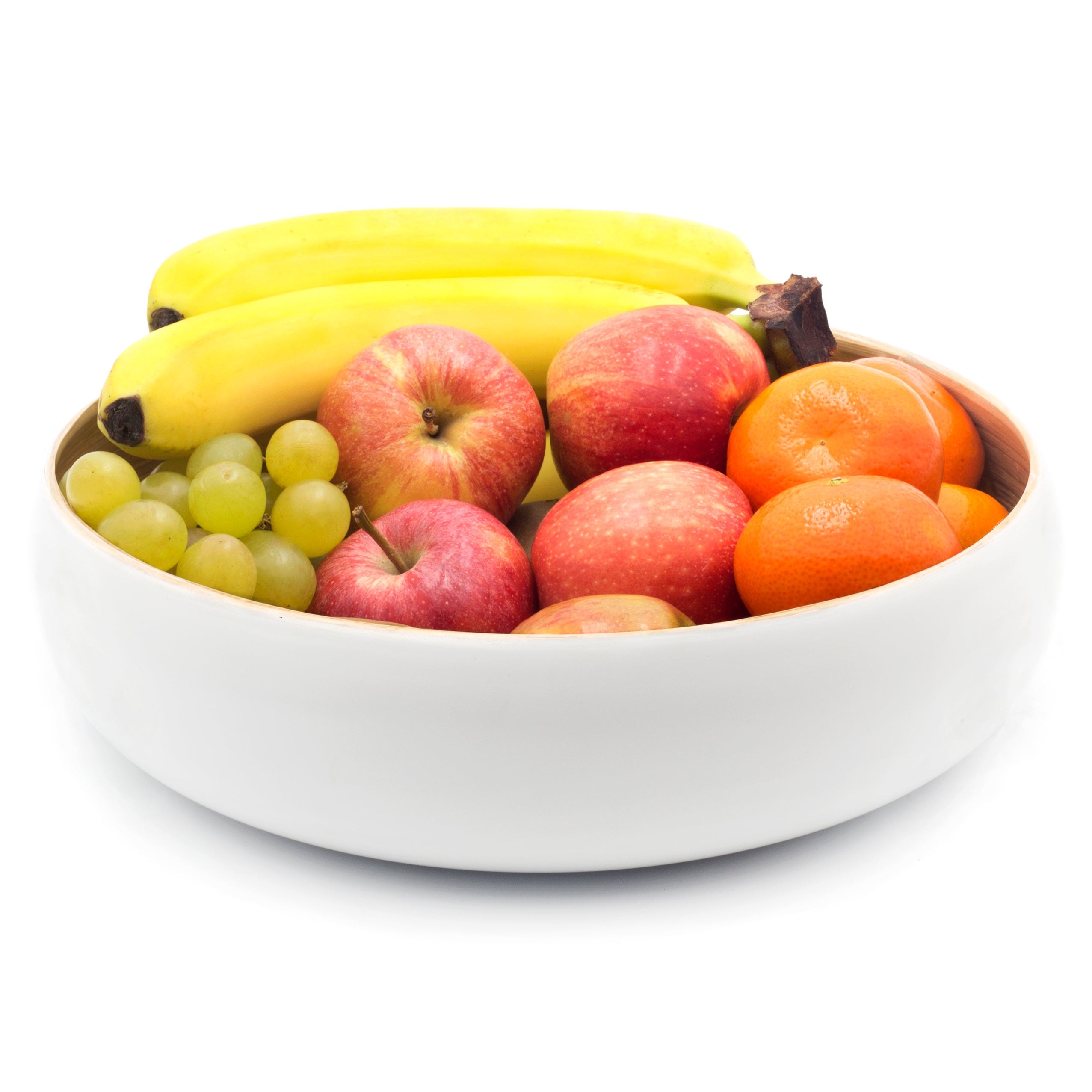 Dehaus Large Round Eco-Friendly Spun Bamboo Bowl, 30cm x 8cm - White Fruit Bowl Dehaus Ltd
