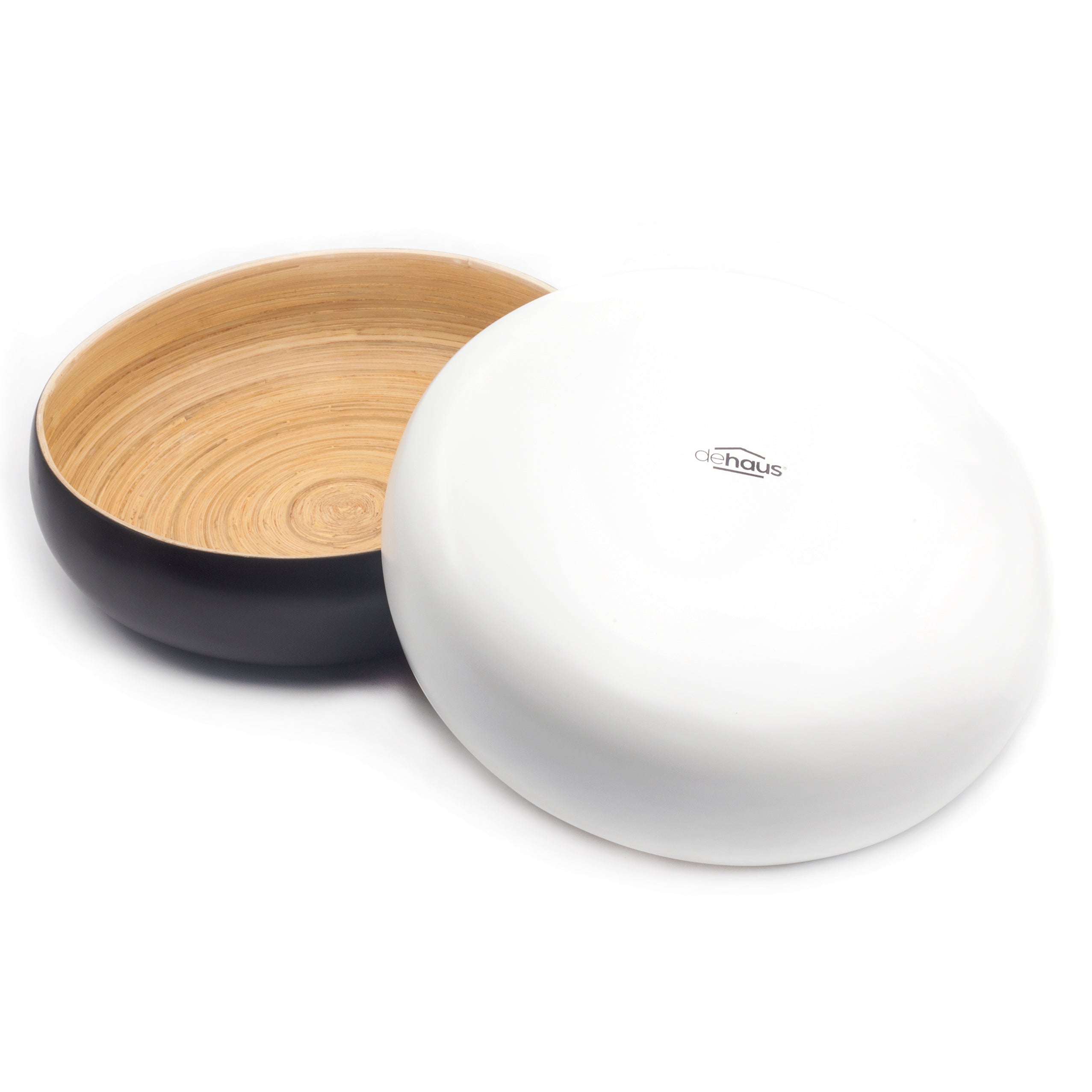 Dehaus Large Round Eco-Friendly Spun Bamboo Bowl, 30cm x 8cm - White Fruit Bowl Dehaus Ltd