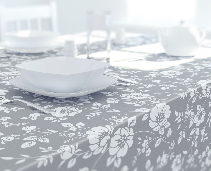 Dehaus® Floral Bloom Rectangular PVC Table Cloth Grey