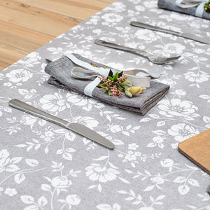 Dehaus® Floral Bloom Wipeable PVC Plastic Tablecloths Grey