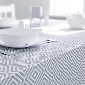 Dehaus® PVC Table Cloth Geo Diamond Wipe Clean Rectangular Grey