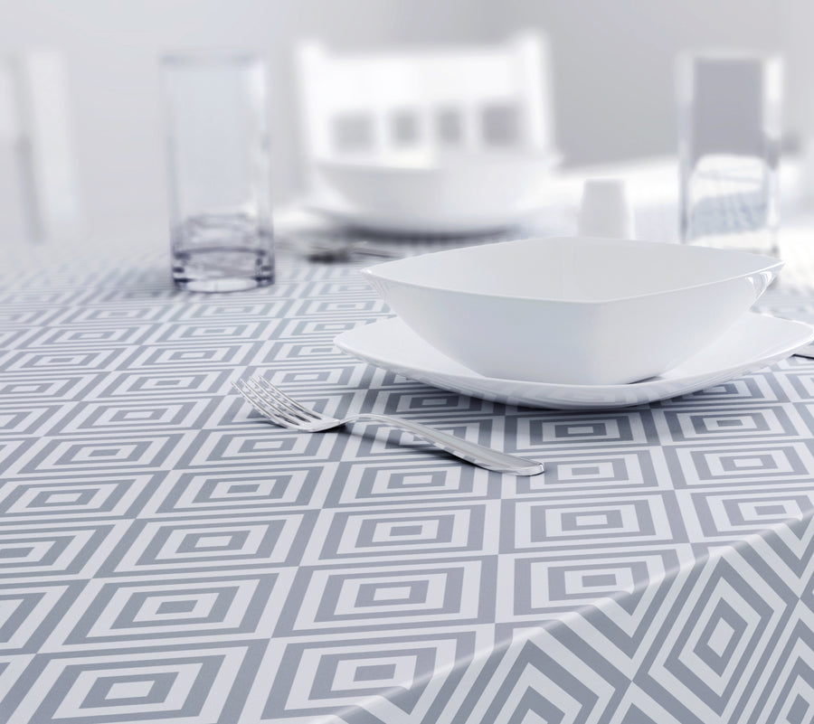 Dehaus® PVC Tablecloth Geo Diamond Table Cover Grey