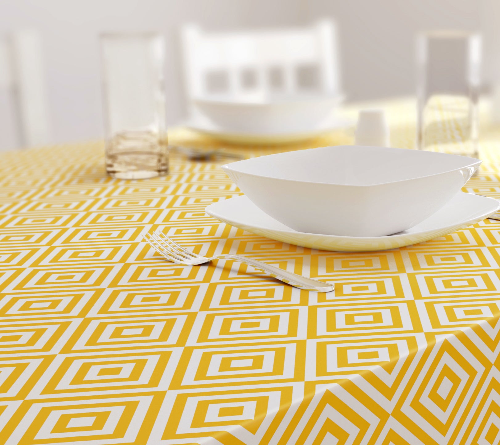 Dehaus Ochre Wipe Clean PVC Tablecloth (Geo Diamond) PVC Tablecloth Dehaus Ltd