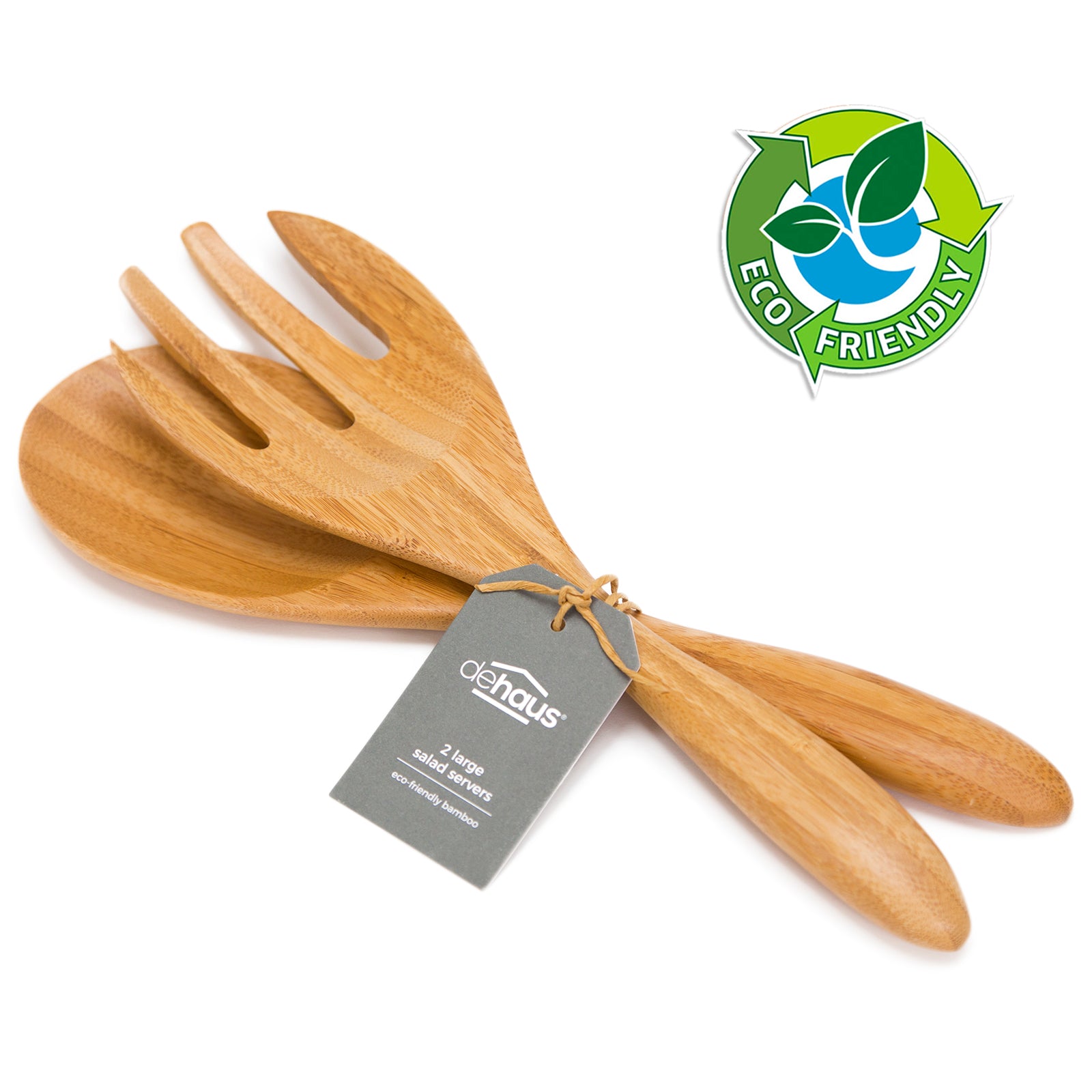 Dehaus Large Eco-Friendly Bamboo Salad Servers, 30.5cm x 8.3cm Salad Servers Dehaus Ltd