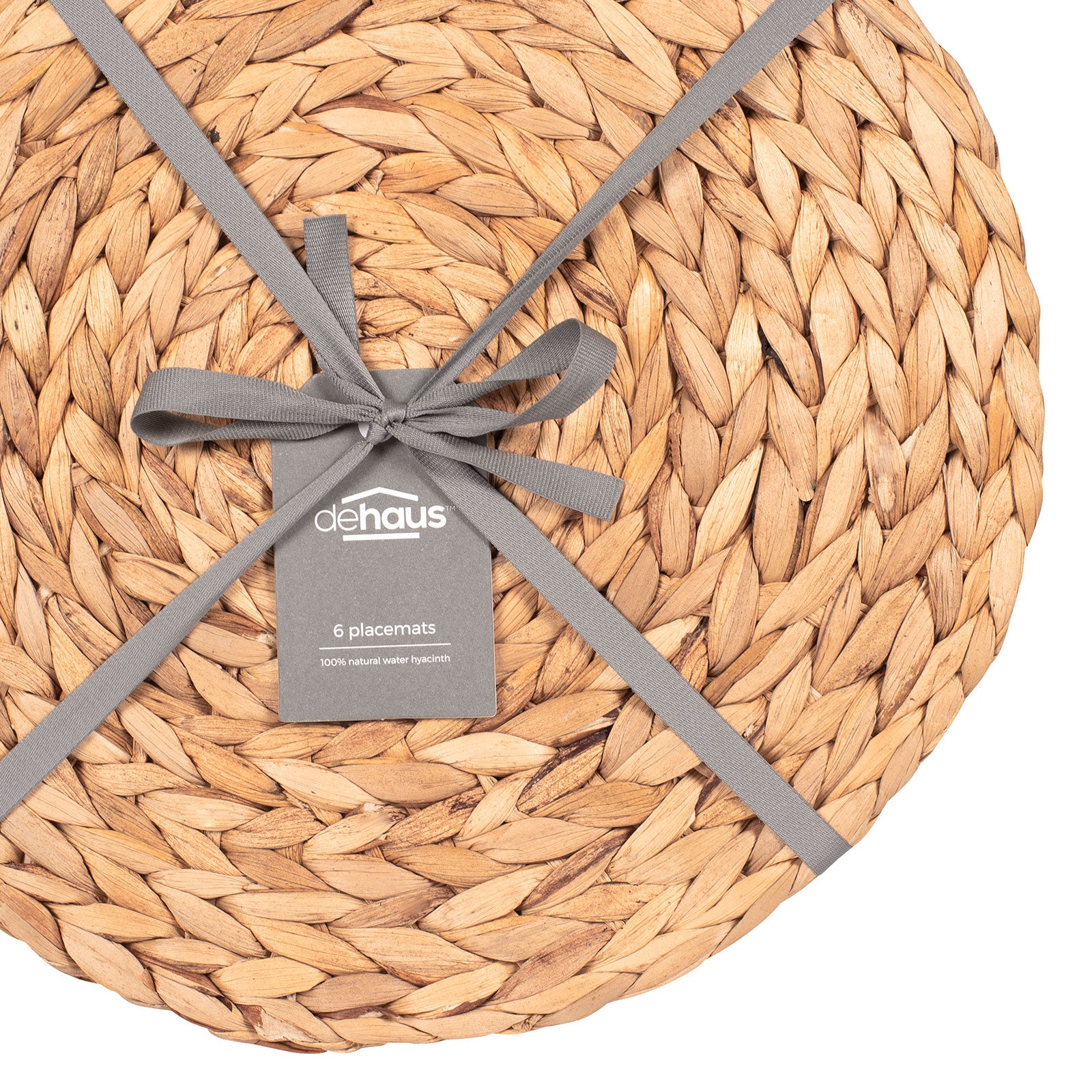 Dehaus Set of 6 Handmade Eco-Friendly Round Water Hyacinth Woven Placemats Placemats Dehaus Ltd
