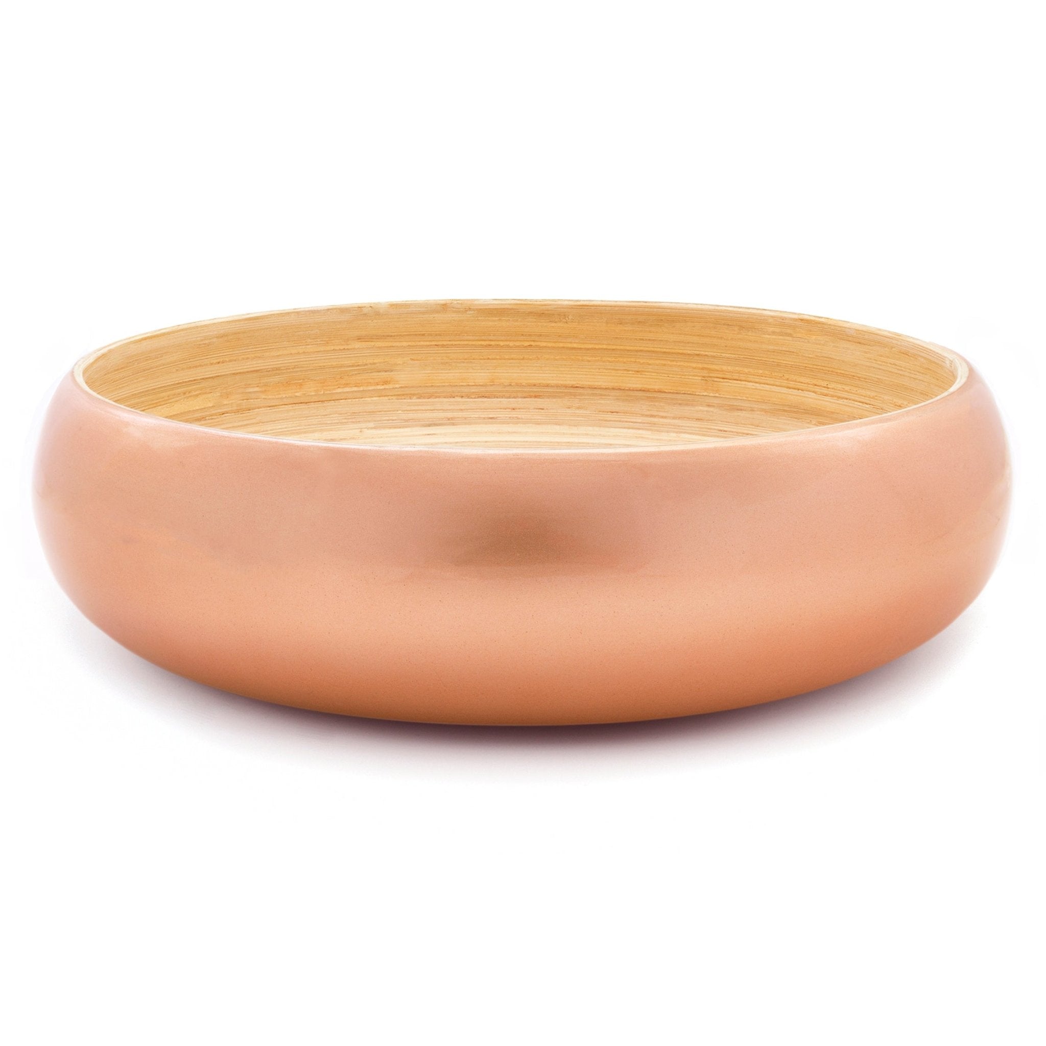 Dehaus Large Round Spun Bamboo Bowl, 30cm x 8cm – Rose Gold - Dehaus.com