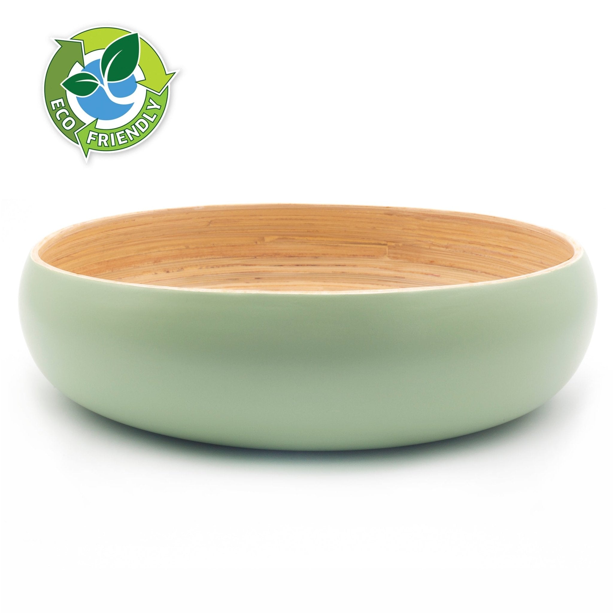 Dehaus Large Round Spun Bamboo Bowl, 30cm x 8cm – Sage Green - Dehaus.com