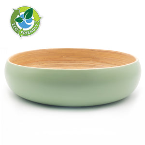 Dehaus® Large Bamboo Wooden Fruit Bowl Salad Bowl Eco Friendly Sage Green