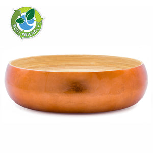 Dehaus Large Round Eco-Friendly Spun Bamboo Bowl, 30cm x 8cm – Copper
