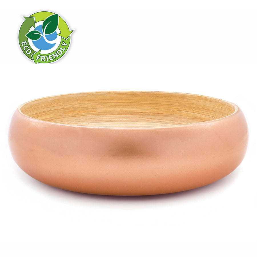 Dehaus Large Round Eco-Friendly Spun Bamboo Bowl, 30cm x 8cm – Rose Gold