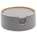 Dehaus Set of 6 Stylish Grey Spun Bamboo Coasters with Holder, Handmade Round Wooden Coaster Set (Grey/Natural) Coasters Dehaus Ltd.