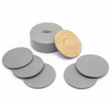 Dehaus Set of 6 Stylish Grey Spun Bamboo Coasters with Holder, Handmade Round Wooden Coaster Set (Grey/Natural) Coasters Dehaus Ltd.
