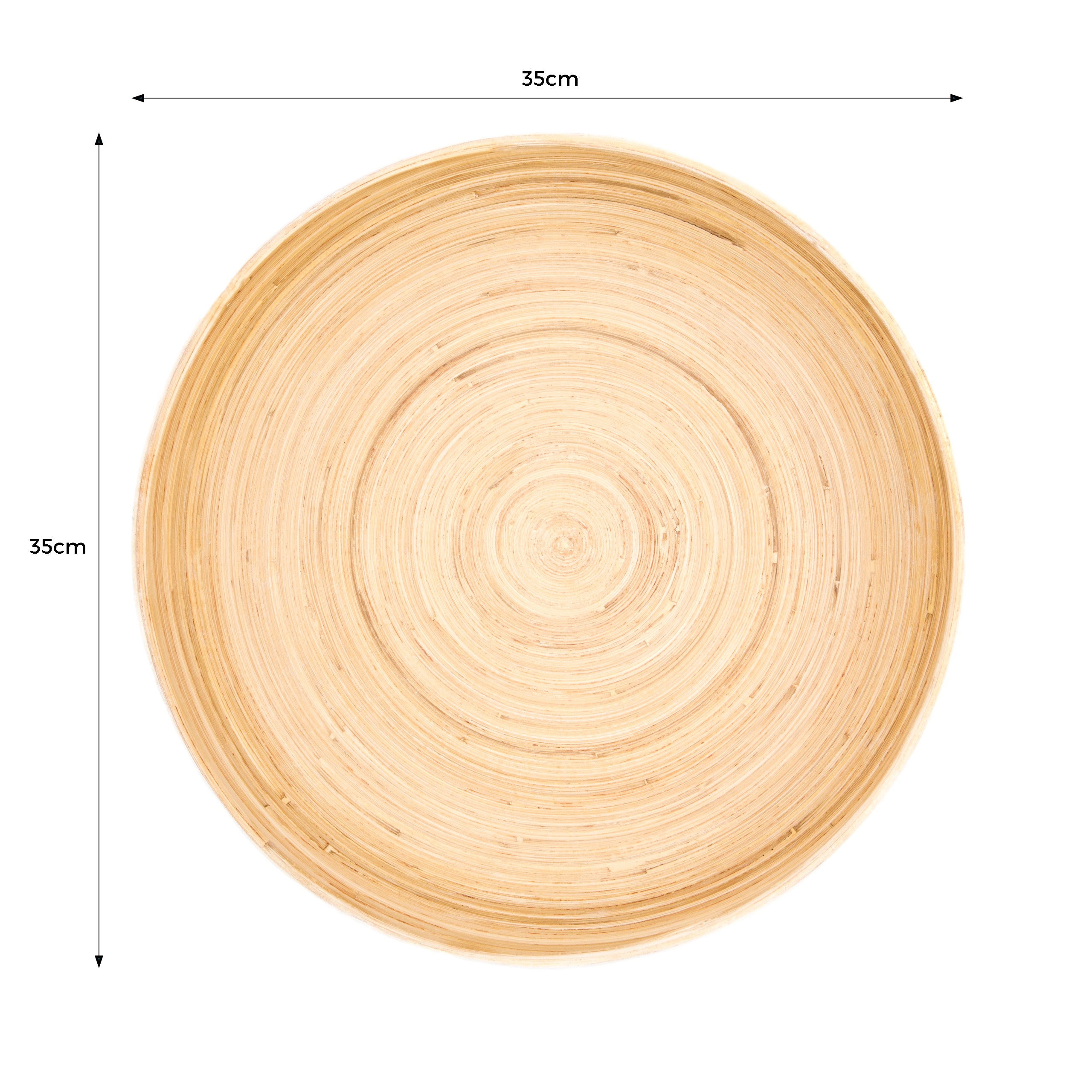 Dehaus Round Handmade Bamboo Wooden Tray With Handles, 35cm Diameter - Sage Trays Dehaus Ltd.