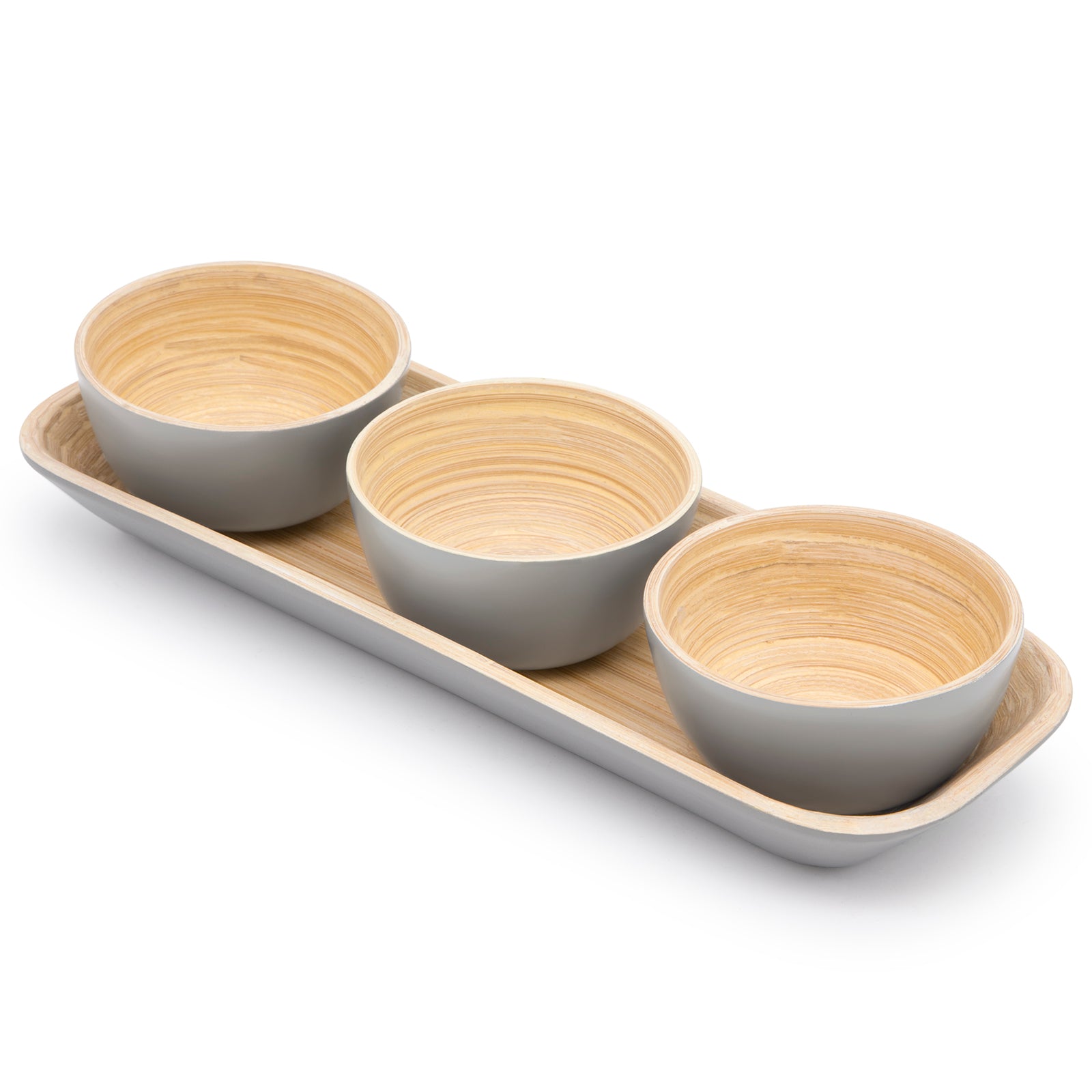 Dehaus Small Bamboo Dipping Bowls & Tray Set, 9cm x 4.5cm - Grey Dipping Bowls Dehaus Ltd.