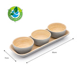 Dehaus Small Bamboo Dipping Bowls & Tray Set, 9cm x 4.5cm - Grey Dipping Bowls Dehaus Ltd.