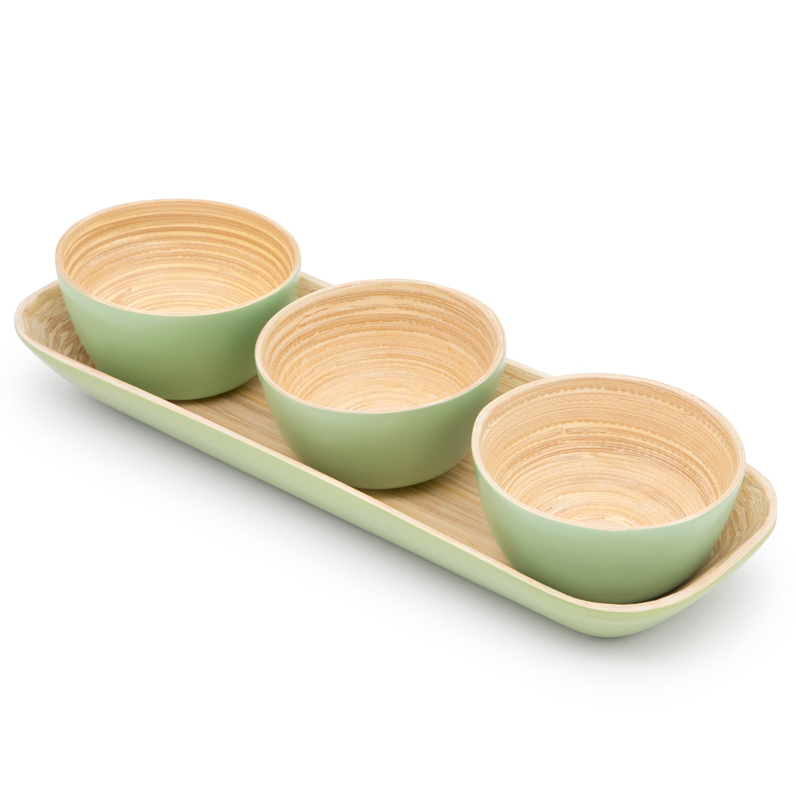 Dehaus Small Bamboo Dipping Bowls & Tray Set, 9cm x 4.5cm - Sage Green Dipping Bowls Dehaus Ltd.