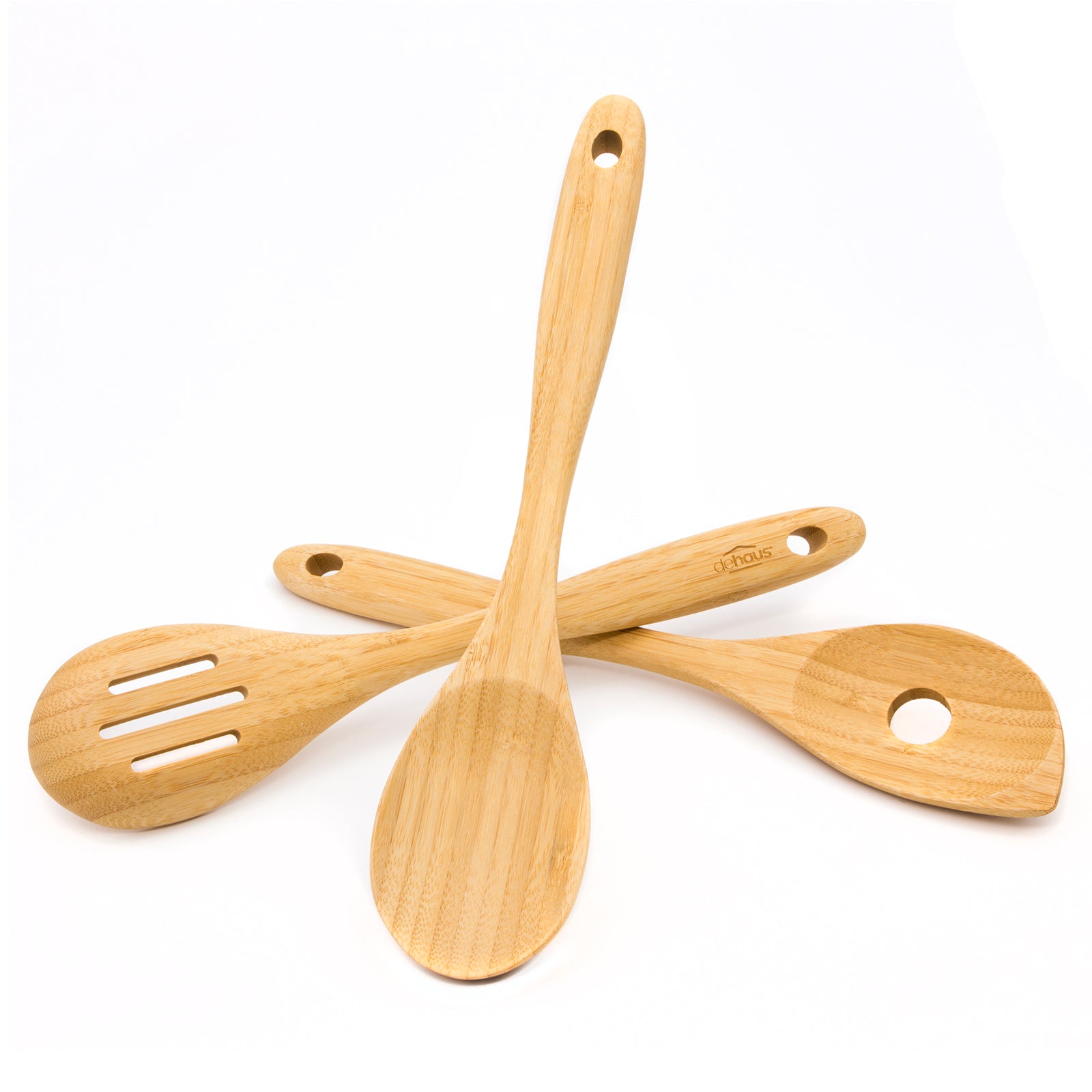 Dehaus Premium Bamboo Wooden Spoon Set of 3, 32cm x 6.5cm Kitchen Utensils Dehaus Ltd.