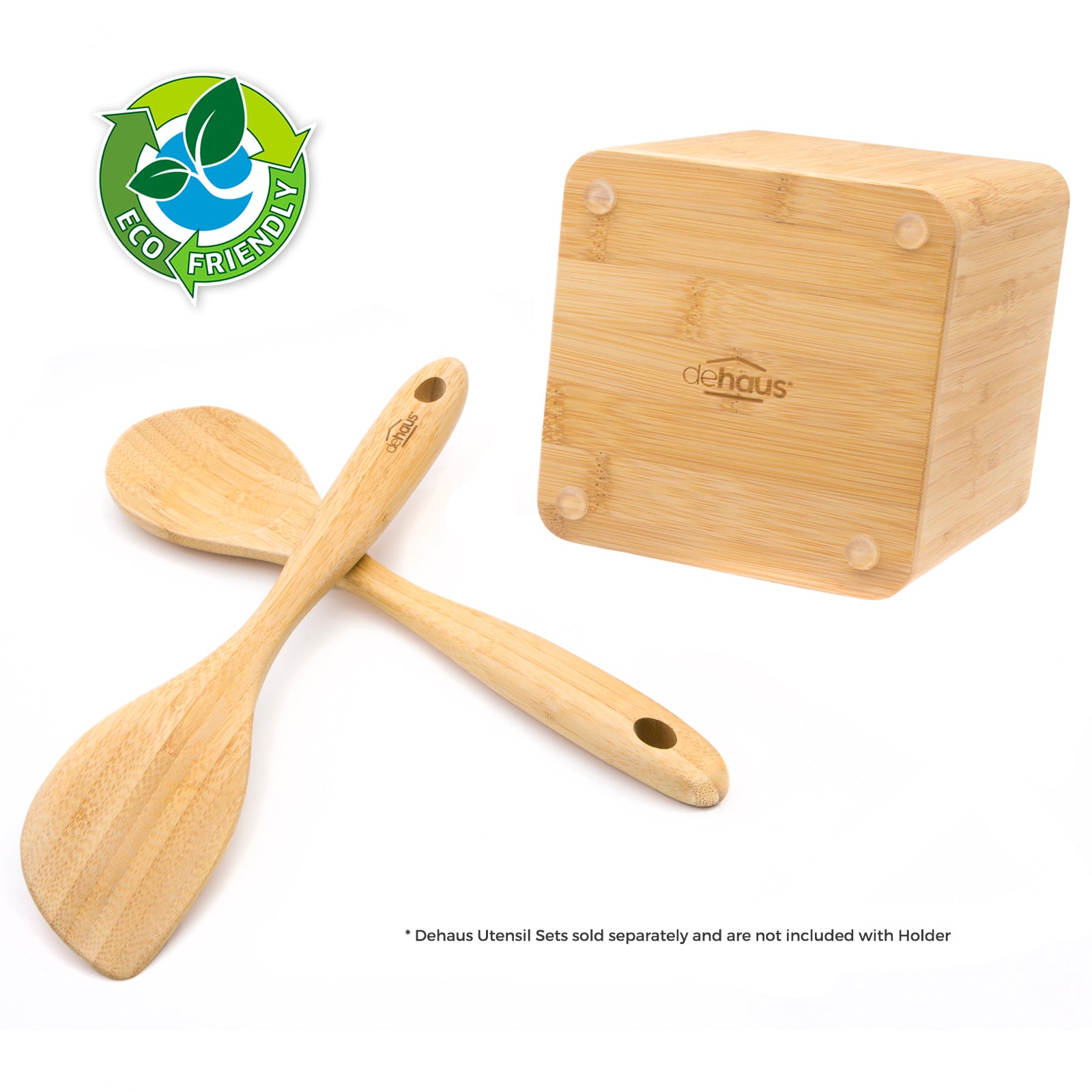Dehaus Stylish Premium Bamboo Utensil Holder, 16.5cm x 14cm x 14cm Utensil Holder Dehaus Ltd.