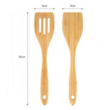 Dehaus Premium Bamboo Turner & Slotted Fish Slice Set of 2, 32cm x 7cm Kitchen Utensils Dehaus Ltd.